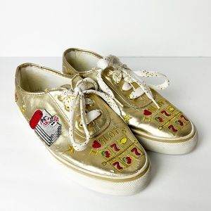 Vintage Gold “I ♥️ slots” Lucky Gambling Shoes Women’s Size 8